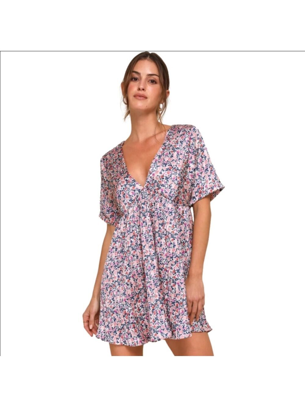 Lulus Floral V-Neck Mini Dress